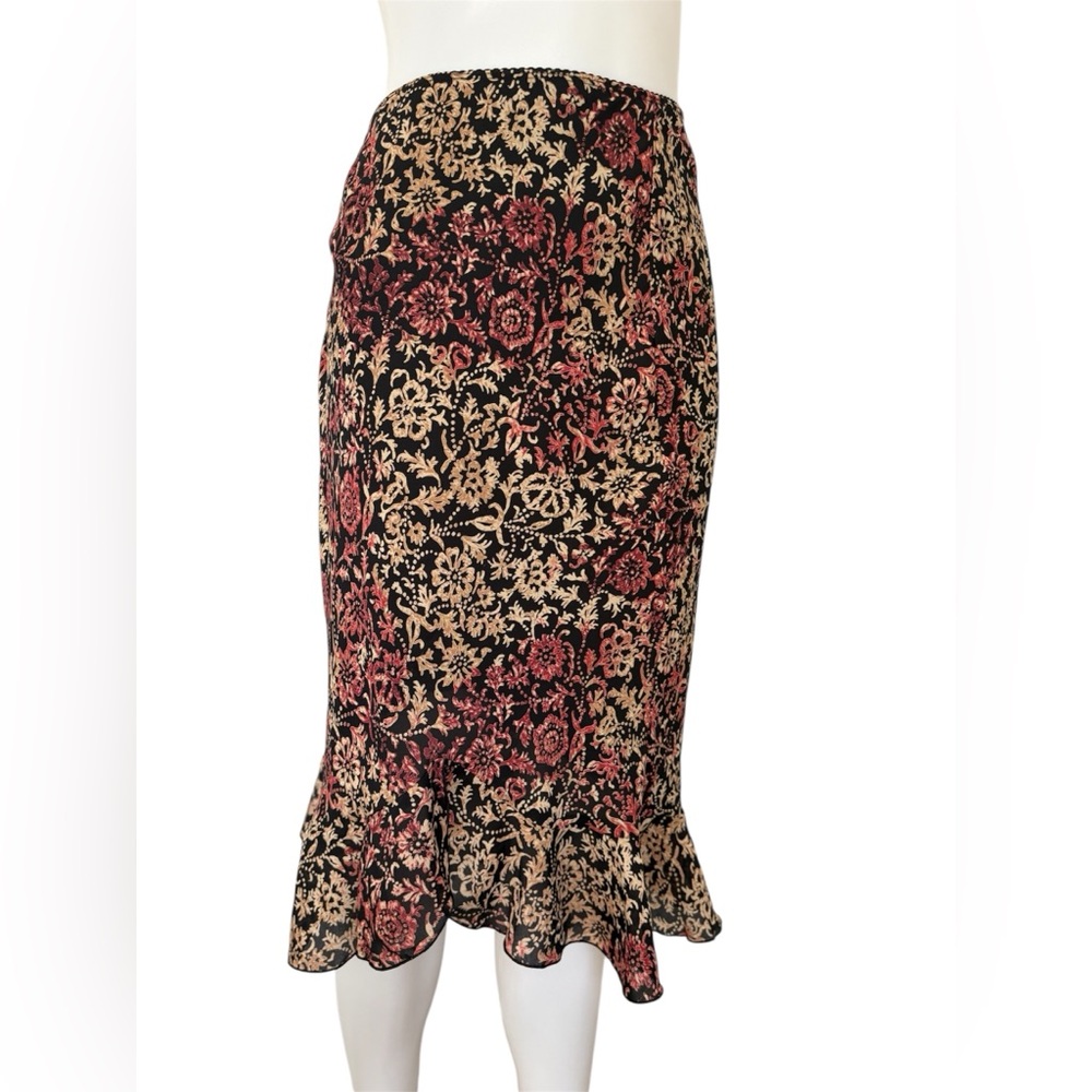 A. Byer Black and Red Floral Pencil Skirt